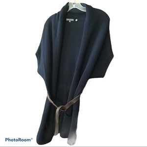 Vince Navy Blue Belted Short Sleeve Cardigan